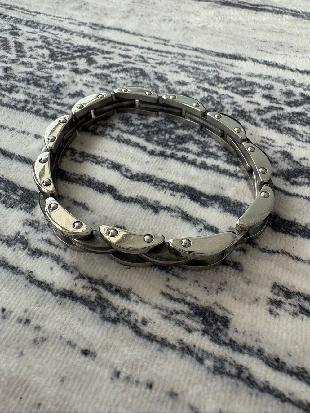 Silver Stainless Steel Link Bracelet - Men’s Jewelry